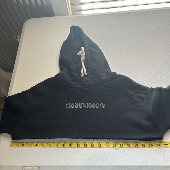 Criminal Damage Girls Small Clapton Crop Hood Drawstring Soft Layering - Picture 7 of 10